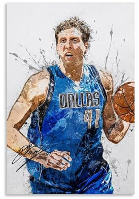 Basketball Star Dirk Nowitzki Aquarell-Sport-Kunstposter, Sportfans, College-Wohnheim, Wandkunst, ungerahmt, 30 x 45 cm