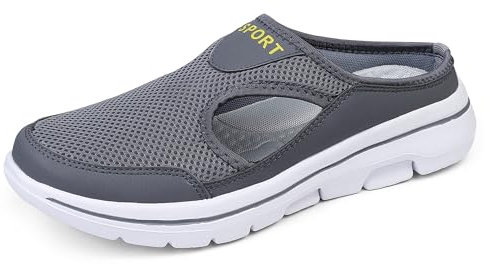 Meik Mangni Hausschuhe Damen Herren Clogs Leichte Pantoffeln atmungsaktive Pantoletten Mules rutschfest Gartenschuhe Sabots Outdoor Indoor DunkelGrau Gr.40 EU