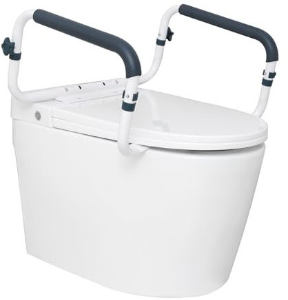 VEVOR Toilet Safety Rail, 300LBS Capacity Toilet Seat Frame, Adjustable Width Fit Most Toilets, Easy Installation, Toilet Handles Grab Bars with Padded Armrests for Handicap, Disabled, Seniors