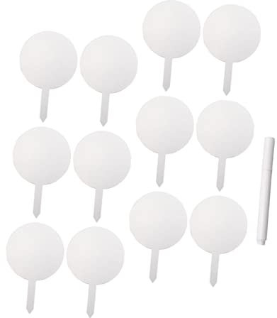 VANZACK 12 Stück Acryl Pflanzenetikett mit Stift Wiederverwendbar Wetterfest und Weiß Geeignet für Blumentöpfe und Gartenpflanzenbeschriftung