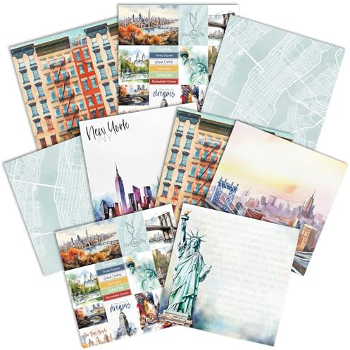 Paper House Productions 30,5 x 30,5 cm 9 Blatt dekoratives doppelseitiges Papier für Scrapbooking und Basteln – New York City