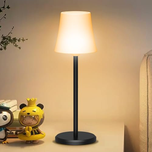 Ainostone Lampada da Tavolo Senza Fili con Temperatura Tricolore + RGB Ricaricabile Lampada da Comodino Dimmerabile Infinitamente Controllo Touch IP54 Impermeabile per Ristorante Esterno Interni Bar