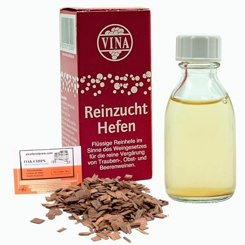 Tokay Weinhefe 28ml für 100L - Vina Wein Hefe, Hefe für Wein, Wein Flüssighefe, Gärhefe, Eichenholz Chips