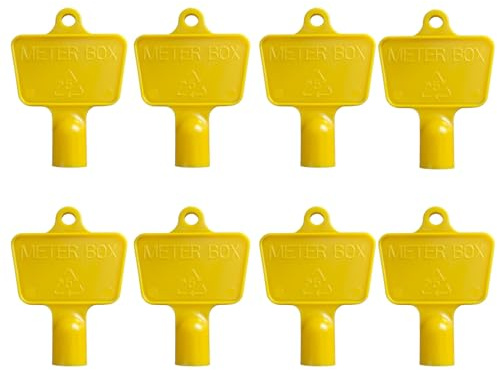 Pack of 8 Yellow Gas Meter Box Key | Durable Triangular Utility Electric, Water, & Gas Box Key – Sturdy Grip, Easy-to-Use Replacement Keys for Meter Box Repair Kit