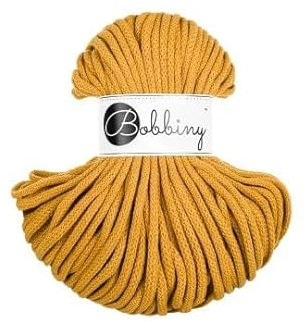 Premium Baumwoll-Flechtschnur - 5mm x 50m - Vielseitige Makramee-Kordel für Stricken, Weben, DIY-Basteln und Heimdekoration - Hochwertige Bunte Bastelschnur Flechtkordel - Mustard