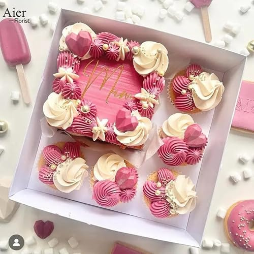 Sweet Treats Packaging Clear Lid Bento & Cupcake/Biscuit/Cake Box - Multiple Sizes - Enhanced Height Boxes (5, Bento + 5 Hold Cupcake Clear Lid - White Base)