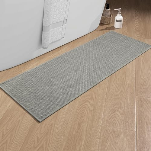 chakme Tapis de bain antidérapant 43 x 120 cm avec dos en caoutchouc Tapis de bain antidérapant lavable Gris