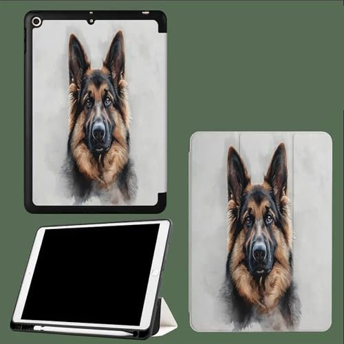 Hülle für iPad Pro 11 2024 (M4 5.Generation) mit Stifthalter, Flexible TPU Rückseite Schutzhülle Case mit 11 Zoll iPad Pro 2024,Auto Schlafen/Wachen Schwarzer Hund