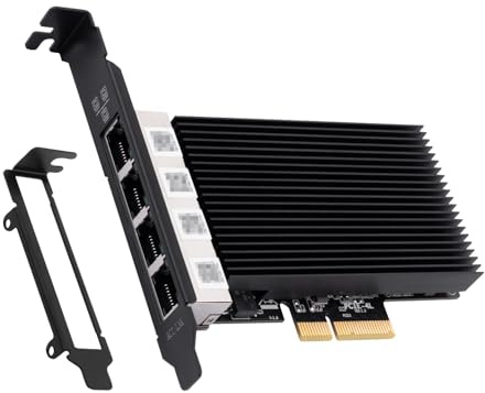 4-Port 2.5G PCIe Ethernet Card with Intel I226 Chip, 2500Mbps 2.5 Gigabit Network Adapter to PCIE X4 X8 X16 NIC for Windows 10/11, Windows Server 2019/2022; Linux