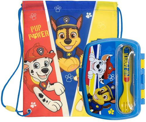 Sorrisini Sandwichera Infantil con Compartimentos y Cubiertos, Mochila Cuerdas Infantil, Bolsas Comida Infantiles, Contenedor Almuerzo, Bolsa Escolar, Mochila Gimnasio Infantil, Paw