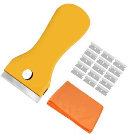 Oven Cleaning Tool +15 Spares -Multi-Surface, Ideal for Glass, Ceramic Hobs, Windows [Non-Scratch]-Removes Burnt-on Food, Paint, Stickers, Labels etc- With Microfibre Cloth (Packaging May Vary)
