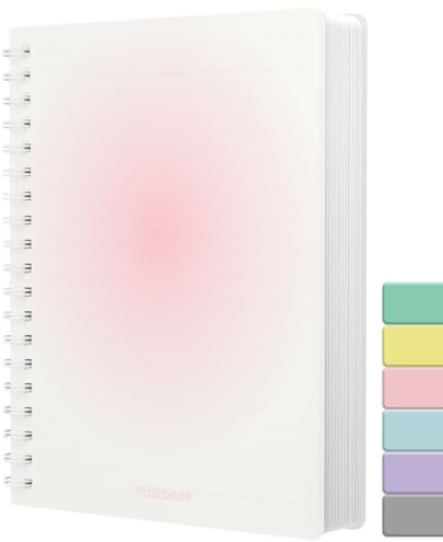 Smarpau Notizbücher B5, 300 Seiten/150 Blätter Spiral-Notizbücher, 100GSM Liniertes Dickes Papier, Wasserdichtes PVC Hardcover Journal für Frauen Männer Büro Schule Schreiben, 19 x 25 cm - Rosa