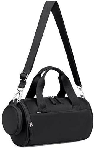 Mini-Sporttasche für Damen und Mädchen, niedlich, klein, 30,5 cm, mit multifunktionalen Taschen, Workout, Sport, Tanz, Fitness, Yoga, Schwarz, 12 Inch, Sportlich