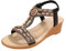 OBiQuzz Sandali da donna, comodi, piatti, con plantare, con cinturino, con strass, estivi, da spiaggia, bohémien, Z06 nero, 38 EU
