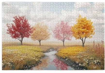 Vier Jahreszeiten Puzzle 1000 Teile Erwachsene Baum, Puzzles mit Verpackung Box und Poster, Lustig Stress Abbauen Familien Unterhaltungsspiele, Kreative Geschenke für Männer/Frauen Raumdeko 1T-1246