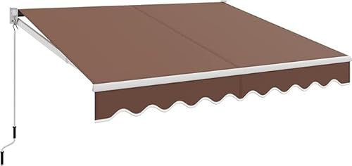 GYMAX Tenda da Sole per Balcone, Tende da Sole a Bracci Estensibili con Tettuccio Impermeabile e Protezione Solare, Tenda da Sole per Esterno Avvolgibile (Marrone, 245 x 200 cm)