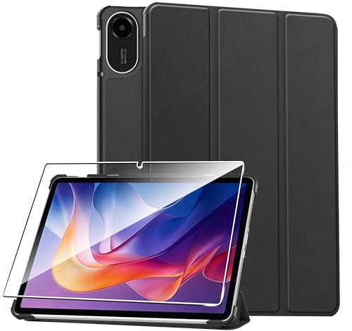Rojeuinn Funda para Xiaomi Redmi Pad 2 11 2025 +1 Pack Cristal Vidrio Templado,con Función Soporte,Anti-Arañazos Protectora Case función -Negro