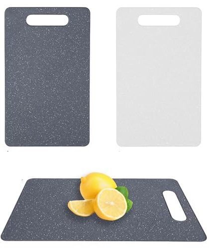 Small Chopping Board, 2Pcs Mini Chopping Board Plastic Set, Black and White Granite Pattern, Compact Size for Kitchen and Camping Food Prep, 10x6x0.24 Inches