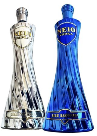 NE10 Vodka Duo Light-up Collection – Premium Flavoured Vodka Spirit 70cl (37.5% ABV) – Vodka for Cocktails, Shots & Gifts – Distilled in the UK (One Size, Classic Original & Blue Raspberry)