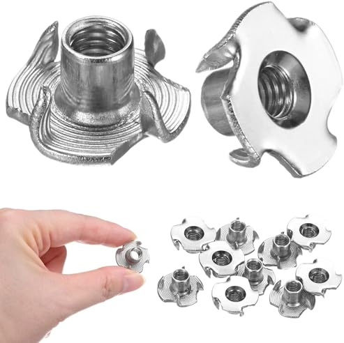 M METERXITY 10-Pack Dado A T M6x8.7mm, Inserimento Filettato In Acciaio Inox A 4 Artigli Per Legno/Appigli Per Arrampicata Su Roccia/Mobili, Elementi Di Fissaggio Resistente Alla Corrosione