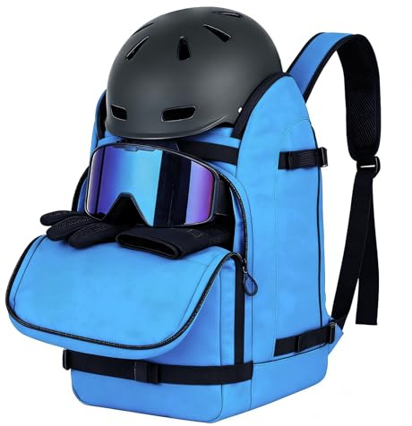 StorForge Ski Boot Bag Backpack, Waterproof Ski Boot Travel Backpack for Helmet,Snowboard,Skis,clothes,Goggles, Gloves and other Accessories (blue)
