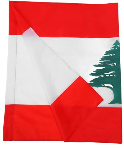 IWOWHERO Libanon Flagge Polyester mit Stangenhülse Wetterfest Leichte Nationalflagge für Außenbereich Feierlichkeiten Messen und Schulveranstaltungen
