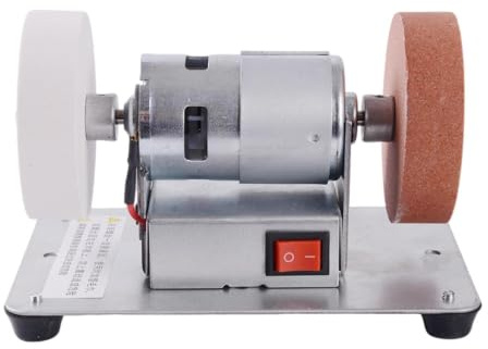 Erconsso Amoladora de mesa | Mini 100W silenciosa disco 7 cm - Pequeña herramienta afiladora y amoladora - Para Metal Madera DIY Artesanía y Joyería Pulido y Esmerilado Taller Doméstico