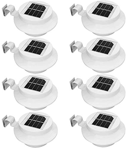 ZABY Solar Powered Gutter Lights, 8 Pack Waterproof Garden Solar Lights Outdoor with Gutter Bracket, Rechargeable Ambience LED Lighting for Patio, Yard, Terrace, Balcony, Frond Door, Porch