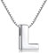 Buchstaben Kette - Buchstabenkette Kette mit Buchstabenanhänger Silber Halskette Kettenanhänger Initialen Silberkette Damen 925 (Kette mit buchstabe L)