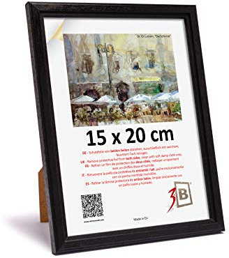 3-B Cadre de l'image JENA - noir - 15x20 cm - cadre photo en bois exotique avec verre acrylique