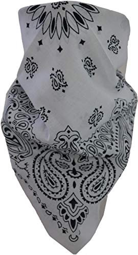normani 3 × Rocker & Biker Bandana Cap Kopftuch Halstuch in vielen Ausführungen Farbe Weiß/Schwarz