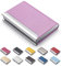 Porte-cartes de visite de luxe en cuir synthétique avec porte-cartes et étui en acier inoxydable pour cartes de visite et cartes de crédit et d'identité (Rose)