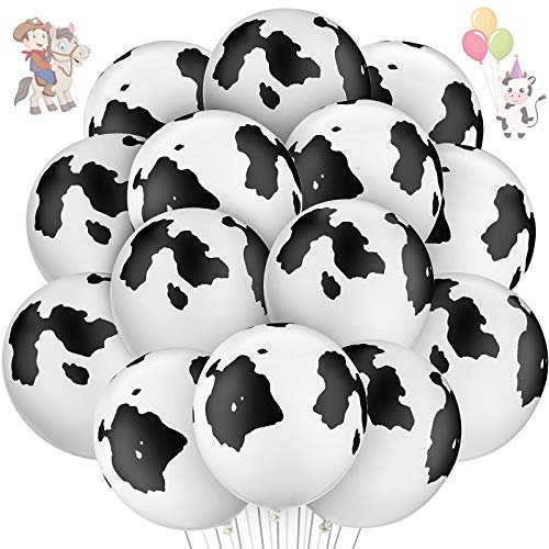 Skylety 20 Stück Luftballons mit Kuh Druck 12 Zoll Latex Ballons Lustige Bauernhof Ballons mit Kuhmuster für Hof Western Cowboy Bauernhof Tier Mottoparty Geburtstagsfeier Deko