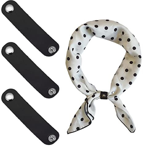 5 Stück Leder-Schal-Verschluss-Clips, einfarbig, Bandana-Ring-Schnalle, Mehrzweck-Gepäckanhänger, Namensschilder, Kleidung, Zubehör, schwarz, Einheitsgröße