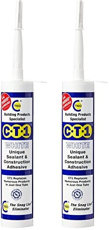 CT1 White TRIBRID Multi-Purpose Sealant & Adhesive - 2 Pack - Bathroom, Shower & Window Sealant - Odourless - Anti Mould Waterproofing Sealant Adhesive - Vibration Resistant & Flexible - 290ml