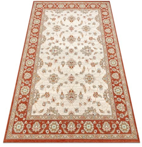 rugsx Wollteppich SOHO OSTA Kollektion 477.15.LA103, 100% Wolle, klassisch, Ornament, Rahmen, Oeko-TEX Zertifiziert, beige/terrakotta 200x300 cm