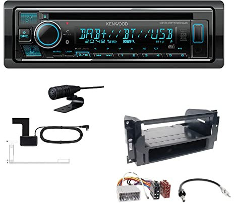 Kenwood KDC-BT760DAB 1-DIN Autoradio CD-Tuner mit Bluetooth Digitalradio DAB+ inkl. Einbauset passend für Dodge Caliber 2006-2010 schwarz