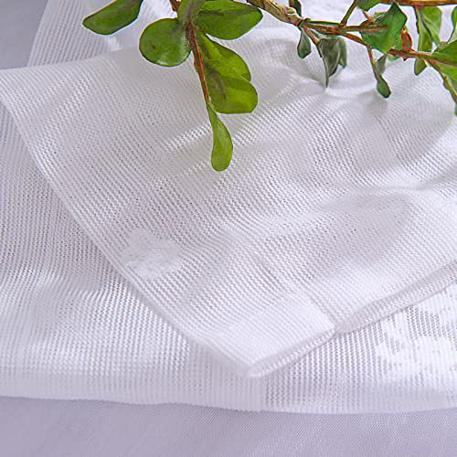 Rideaux de cuisine, cantonnières de cuisine pour fenêtres, rideaux de cuisine en polyester respirant porte fenêtre café cantonnières avec broderie(130 * 41cm-blanche)