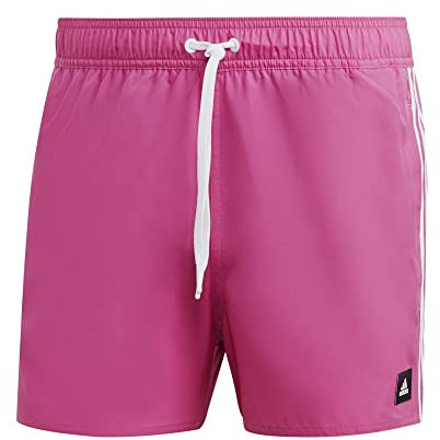adidas Uomo 3-Stripes CLX Very-Short-Length Swim Shorts, Lucid Fuchsia/White, L