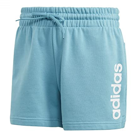 adidas Damen Essentials Linear French Terry Shorts, Preloved Blue/White, S