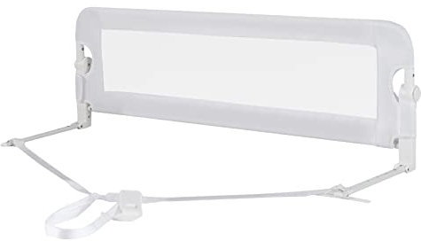 LIFEZEAL Bettgitter Faltbar, 120cm Bettschutzgitter Rausfallschutz, Kinderbettgitter aus Oxfordstoff, Babybettgitter mit Sicherheitsgurten für Baby & Kleinkinder (Weiß)