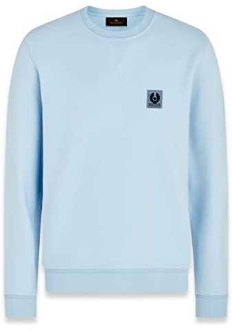 Belstaff Mens Chest Patch Cotton Fleece Sweatshirt XL Sky Blue