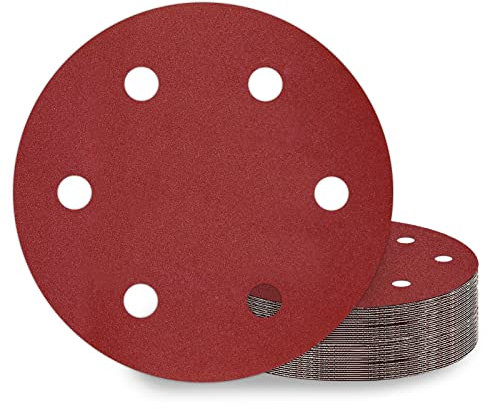 KONGMING Disques de Ponçage 225 mm 25 Pièces Disque Abrasif 225mm 6 Trous Grain P180 pour Girafe Ponceuse