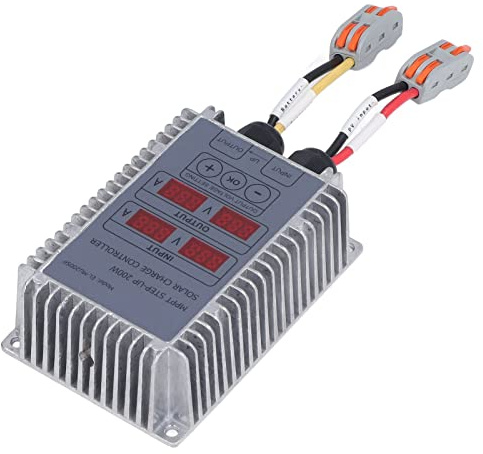 MPPT Solar-Laderegler Solar Batterie Laderegler Boost Spannungseinstellbarer Solarpanel-Regler mit LED-Anzeige Wasserdichtes Solar-Wechselrichter-Ladegerät für Solarmodule (24-85V) (400W)