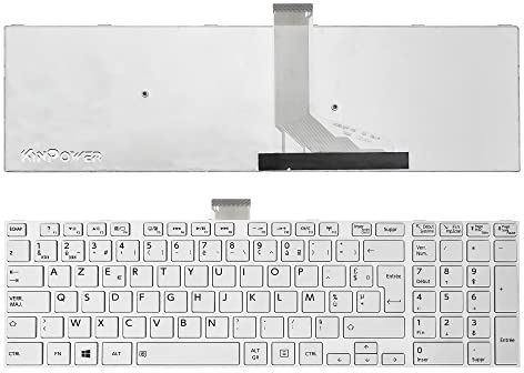 KINPOWER Clavier Azerty Français Compatible avec Toshiba Satellite C70-A C70D-A C70-B C70D-B (Blanc)
