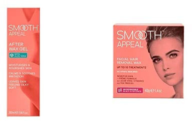 Smooth Appeal Wax Kit - After Wax Gel Professional Gel Moisturiser to Nourish, Calm & Soothe Skin and Microwave Formula Facial Hair Remover Wax 40g