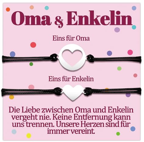 Temulnee Oma Enkelin Armband Geschenke für Oma von Enkelin Armbänder Omi Großmutter Geschenk zum Geburtstag Muttertag Weihnachten Geschenkideen Herz Schumuck Frauen Besondere Schmuckset für 2 Damen