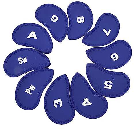 Drfeify Golf Iron Head Covers, 10 PCS Sapphire Blue Neoprene Golf Iron Covers Set for Club Head