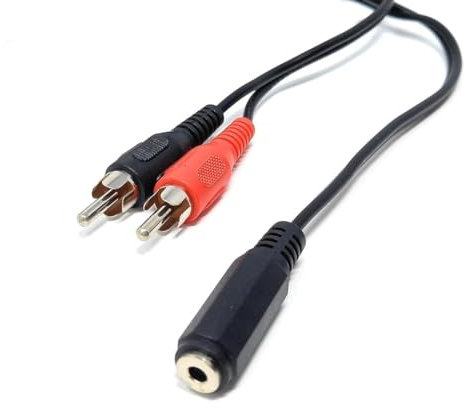 DRUT 20cm 3.5mm Stereo Jack Socket to Twin Phono RCA Phono Male Plug, Audio Adapter Extension Cable Lead 0.6ft