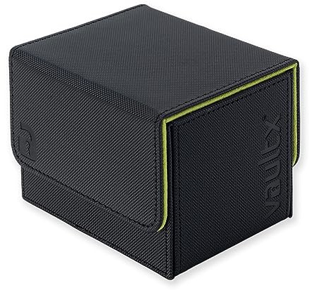 Vault X Sideloading Deck Box 100+ Sleeved Cards Exo-Tec (Black/Green) | Holds 100+ sleeved TCG cards. Padded side-loading deck box, secure magnetic lid, water-resistant Exo-Tec.